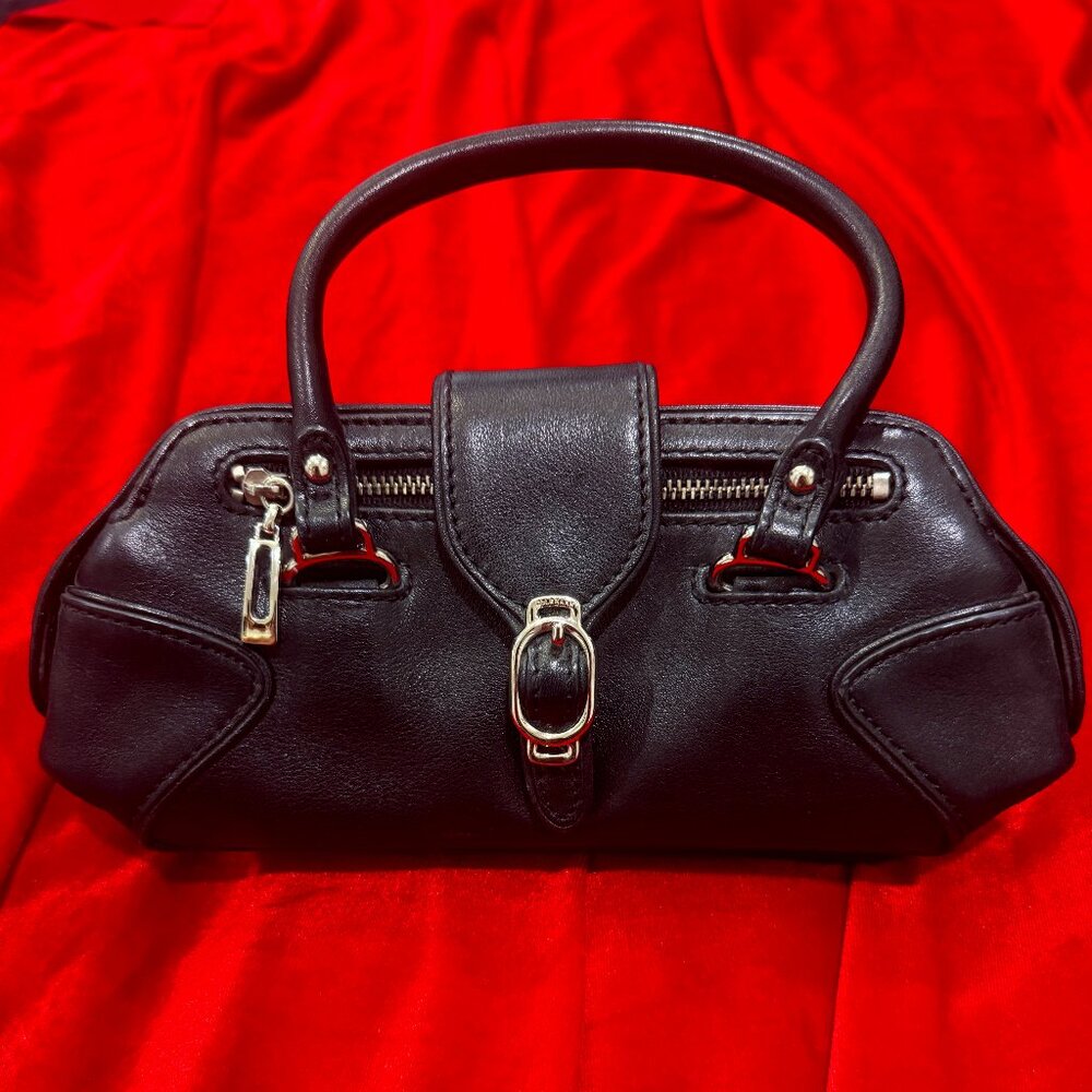 VINTAGE COLE HAAN BLACK LEATHER SILVER HARDWARE MINI BAG